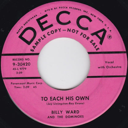 Billy Ward And His Dominoes : I Don't Stand A Ghost Of A Chance With You (7", Single, Promo)