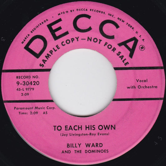 Billy Ward And His Dominoes : I Don't Stand A Ghost Of A Chance With You (7", Single, Promo)