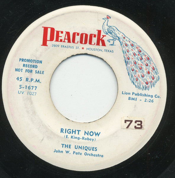 The Uniques (12) : Somewhere / Right Now (7", Single, Promo)