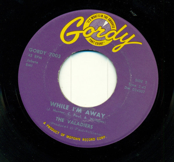 The Valadiers : Because I Love Her (7", Single)