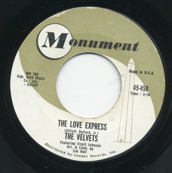 The Velvets Featuring Virgil Johnson : The Love Express (7", Single, Styrene)