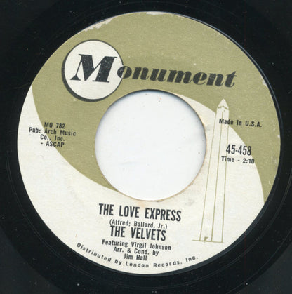 The Velvets Featuring Virgil Johnson : The Love Express (7", Single, Styrene)