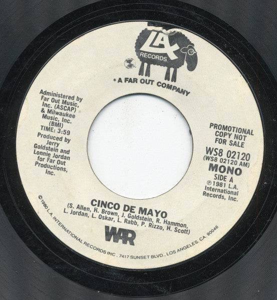 War : Cinco De Mayo (7", Single, Mono, Promo, Styrene)