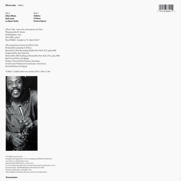 Oliver Lake : Gallery (LP, Album)