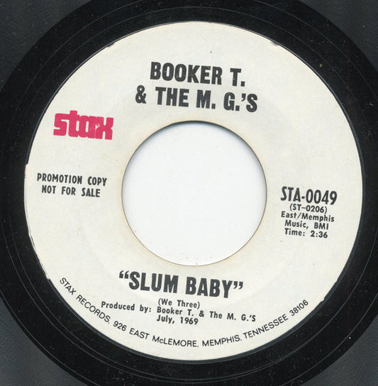 Booker T & The MG's : Slum Baby (7", Single, Promo, Styrene)
