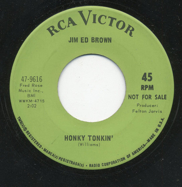 Jim Ed Brown : Honky Tonkin' (7", Single, Promo)