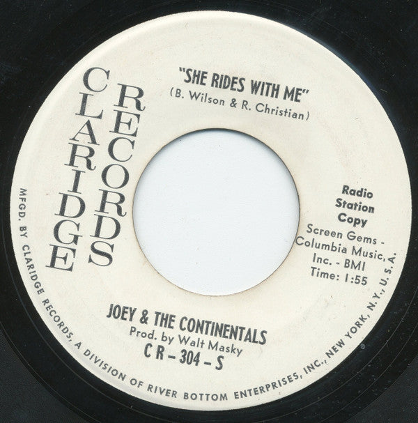 Joey & The Continentals : She Rides With Me / Rudy Vadoo (7", Single, Promo)