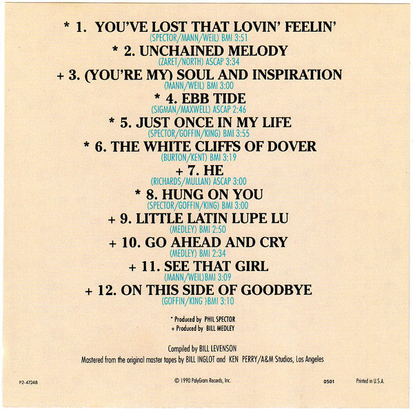 The Righteous Brothers : The Very Best Of The Righteous Brothers - Unchained Melody (CD, Comp, Club)