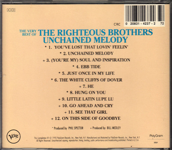 The Righteous Brothers : The Very Best Of The Righteous Brothers - Unchained Melody (CD, Comp, Club)