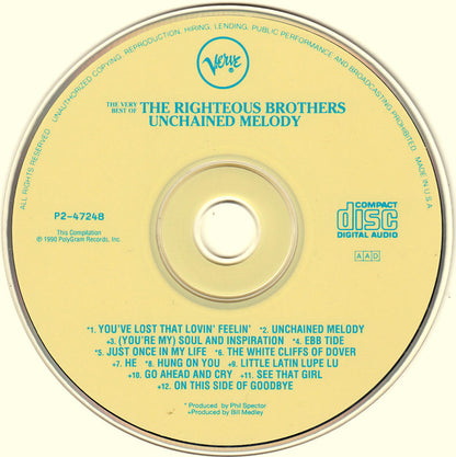 The Righteous Brothers : The Very Best Of The Righteous Brothers - Unchained Melody (CD, Comp, Club)