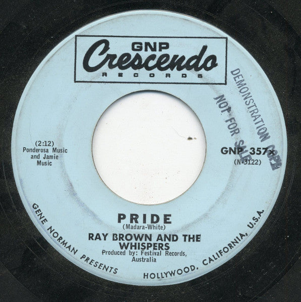 Ray Brown & The Whispers : Pride (7", Single)