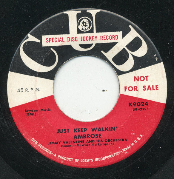 Jimmy Valentine And His Orchestra : Just Keep Walkin' Ambrose (7", Promo)