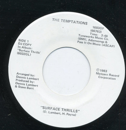 The Temptations : Surface Thrills (7", Promo)