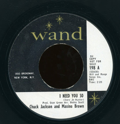 Chuck Jackson and Maxine Brown : I Need You So (7", Promo, Styrene)