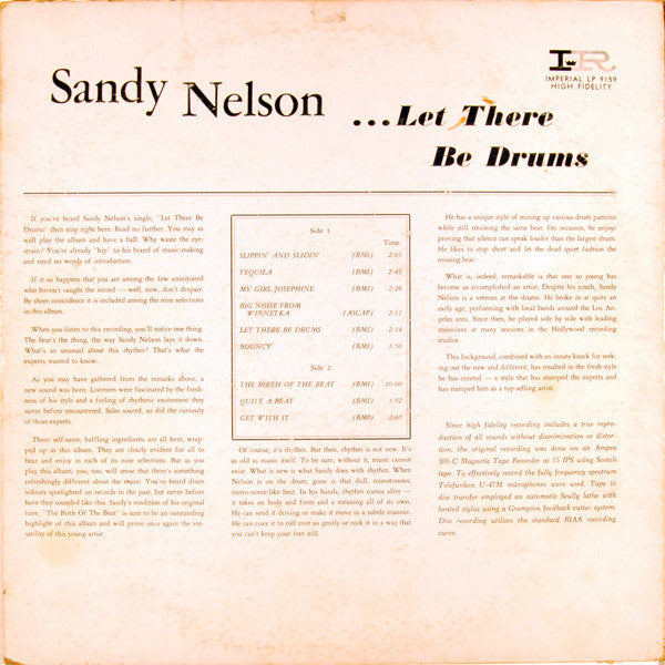 Sandy Nelson : Let There Be Drums (LP, Album, Mono)