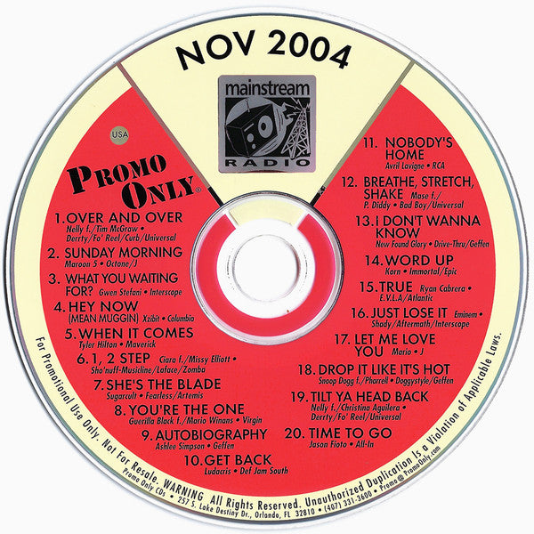 Various : Promo Only - Mainstream Radio November 04 (CD, Comp, Promo)