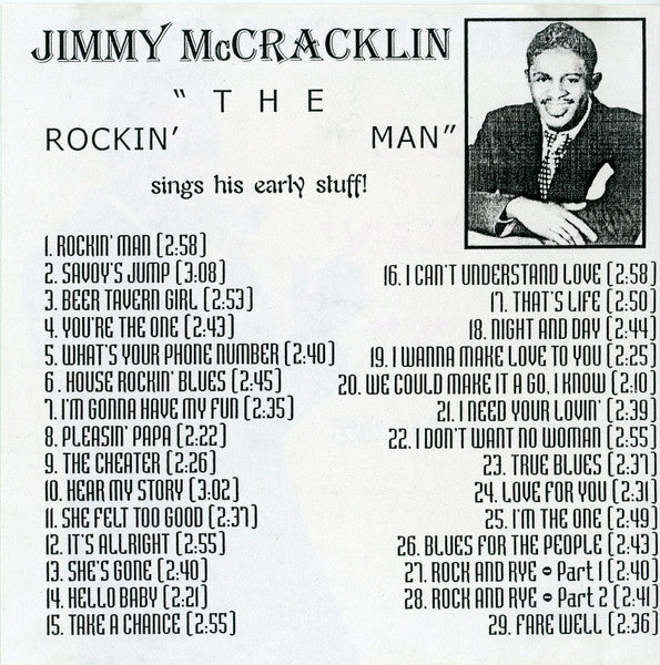Jimmy McCracklin : "The Rockin' Man" Sings His Early Stuff! (CDr, Comp)