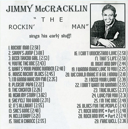 Jimmy McCracklin : "The Rockin' Man" Sings His Early Stuff! (CDr, Comp)