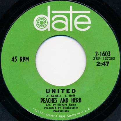 Peaches & Herb : United / Thank You (7", Single, Styrene)