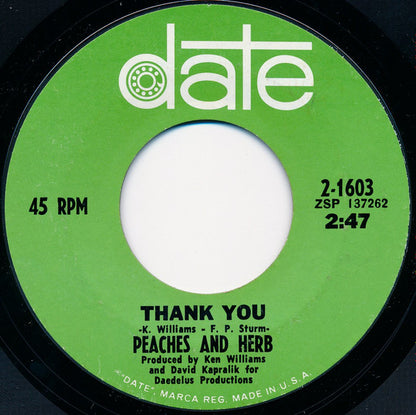Peaches & Herb : United / Thank You (7", Single, Styrene)