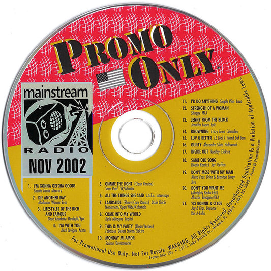 Various : Promo Only - Mainstream Radio - November 2002 (CD, Comp, Promo)