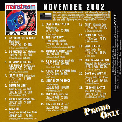 Various : Promo Only - Mainstream Radio - November 2002 (CD, Comp, Promo)