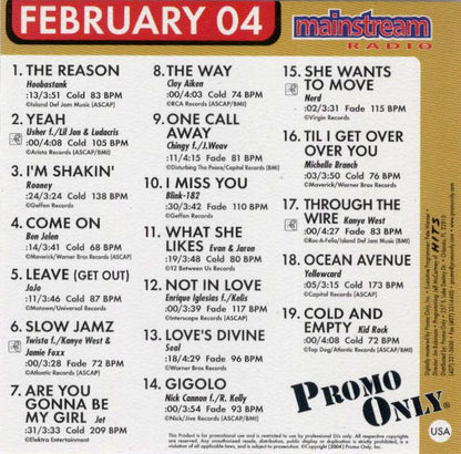 Various : Promo Only - Mainstream Radio - February 04 (CD, Comp, Promo)