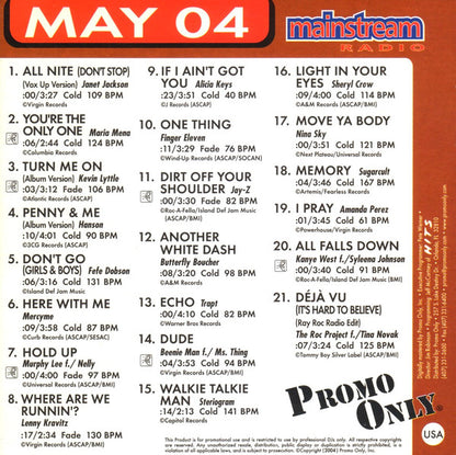Various : Promo Only - Mainstream Radio May 04 (CD, Comp, Promo)