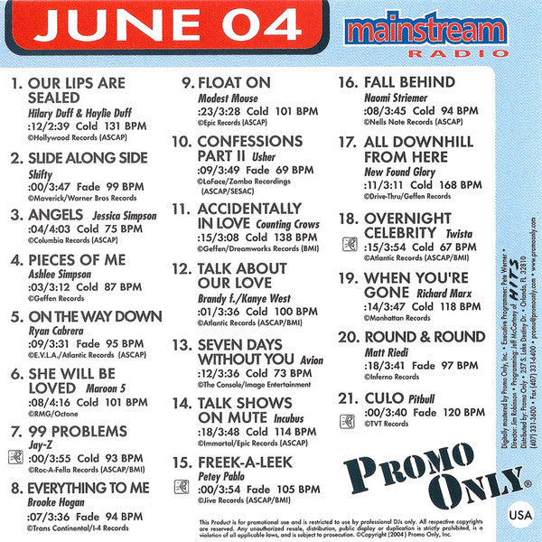 Various : Promo Only - Mainstream Radio - June 04 (CD, Comp, Promo)
