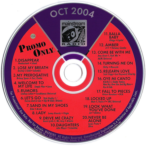 Various : Promo Only - Mainstream Radio October 04 (CD, Comp, Promo)