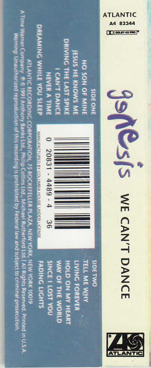 Genesis : We Can't Dance (Cass, Album, Club, SR)