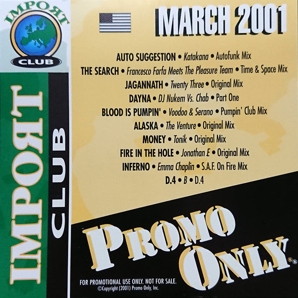 Various : Promo Only Import Club: March 2001 (CD, Comp, Promo)