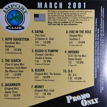 Various : Promo Only Import Club: March 2001 (CD, Comp, Promo)