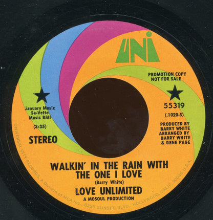 Love Unlimited : Walkin' In The Rain With The One I Love (7", Promo)