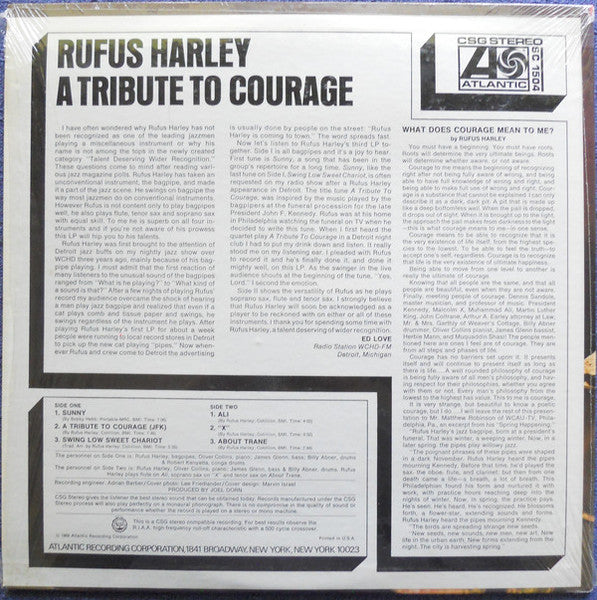 Rufus Harley : A Tribute To Courage (LP, Album, Pre)