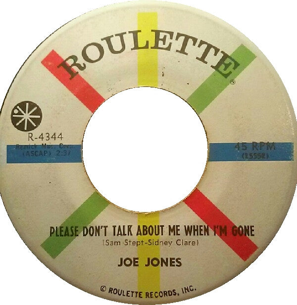 Joe Jones (2) : California Sun / Please Don't Talk About Me When I'm Gone (7", Single)