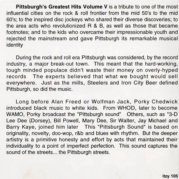 Various : Pittsburgh's Greatest Hits Volume V (CD, Comp)