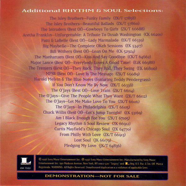 Various : Legacy's Rhythm & Soul Series (CD, Comp, Promo)