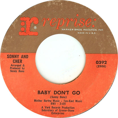 Sonny & Cher : Baby Don't Go / Walkin' The Quetzal (7", Single)
