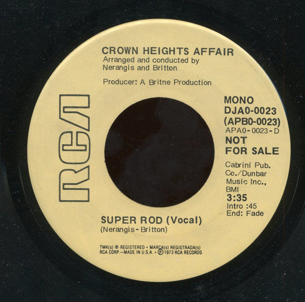 Crown Heights Affair : Super Rod (7", Mono, Promo)