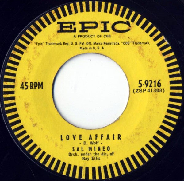 Sal Mineo (2) : Start Movin' (In My Direction) / Love Affair (7", Single, Styrene, Bri)