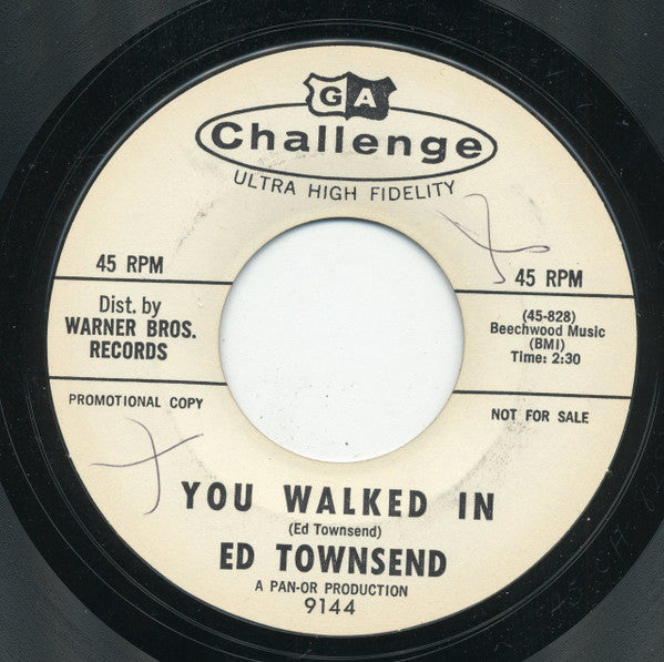 Ed Townsend : You Walked In /  I Love To Hear That Beat  (7", Promo, Styrene, Mon)