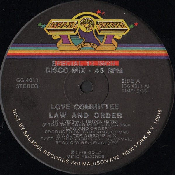 Love Committee : Law And Order / Just As Long As I Got You (12", M/Print)