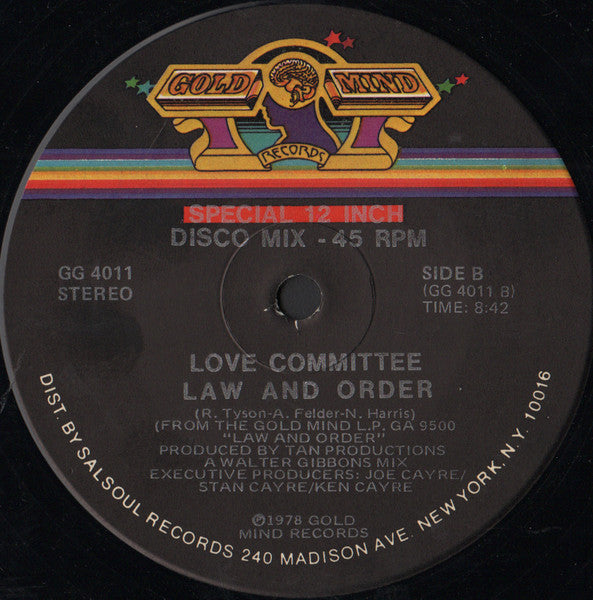 Love Committee : Law And Order / Just As Long As I Got You (12", M/Print)