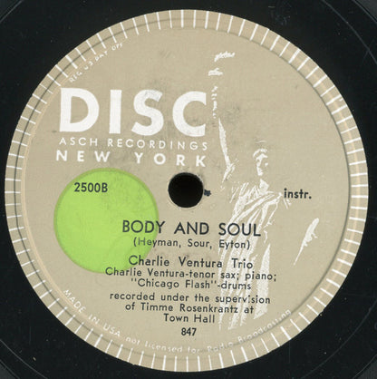 Gene Krupa/Charlie Ventura Trio : Stompin' At The Savoy / Body And Soul (Shellac, 12")