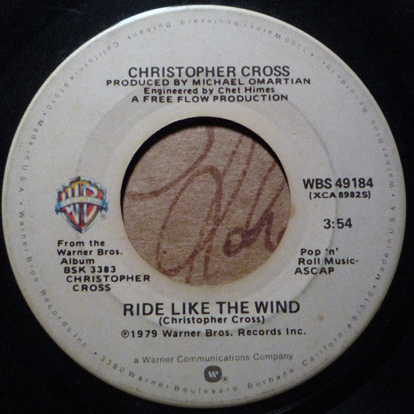 Christopher Cross : Ride Like The Wind (7", Single, Spe)
