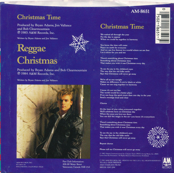 Bryan Adams : Christmas Time (7", Single, Styrene, Gre)