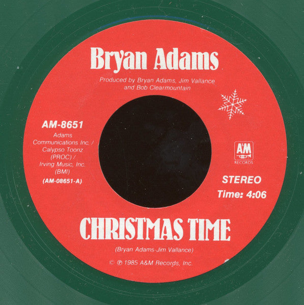 Bryan Adams : Christmas Time (7", Single, Styrene, Gre)