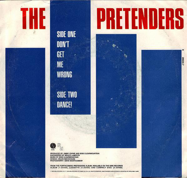 The Pretenders : Don't Get Me Wrong (7", Single)