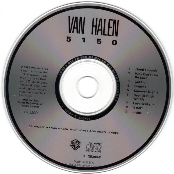 Van Halen : 5150 (CD, Album, Club, Spe)